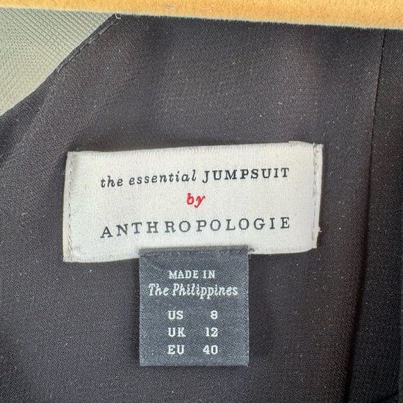 Anthropologie Black Polka Dot Tone-on-Tone Silky Spaghetti Strap Jumpsuit size 6 - Picture 8 of 15